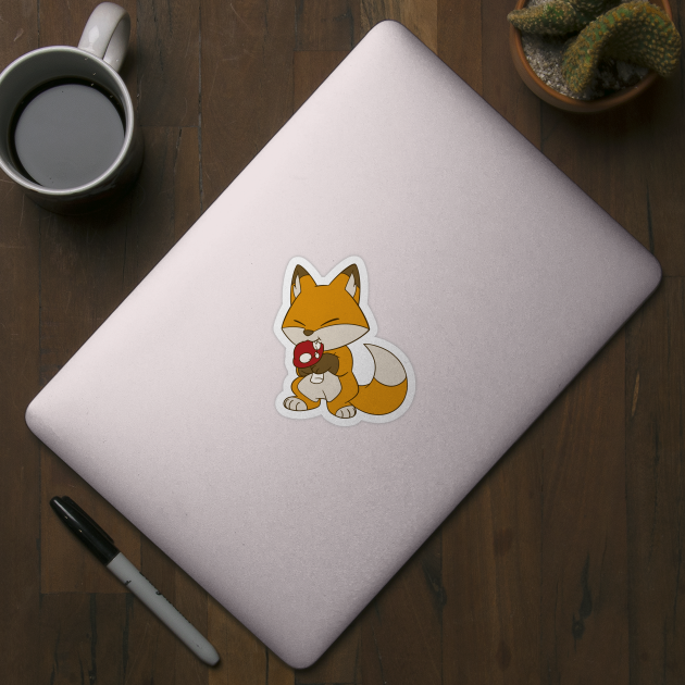 Fox Eating Mushroom by Firestorm Fox